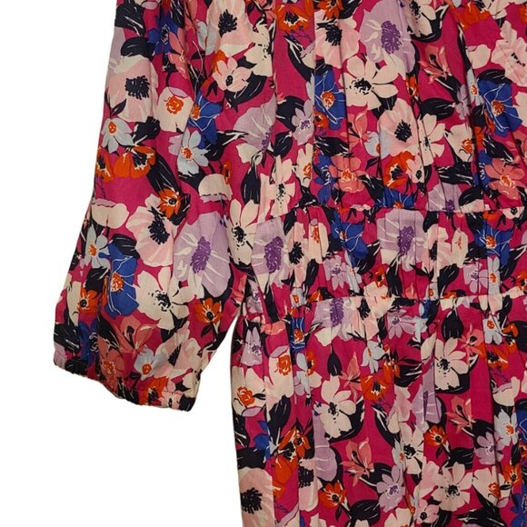 Women's Cotton Surplice-Neck 3/4-Sleeve Midi Dress - Picture 3 of 7